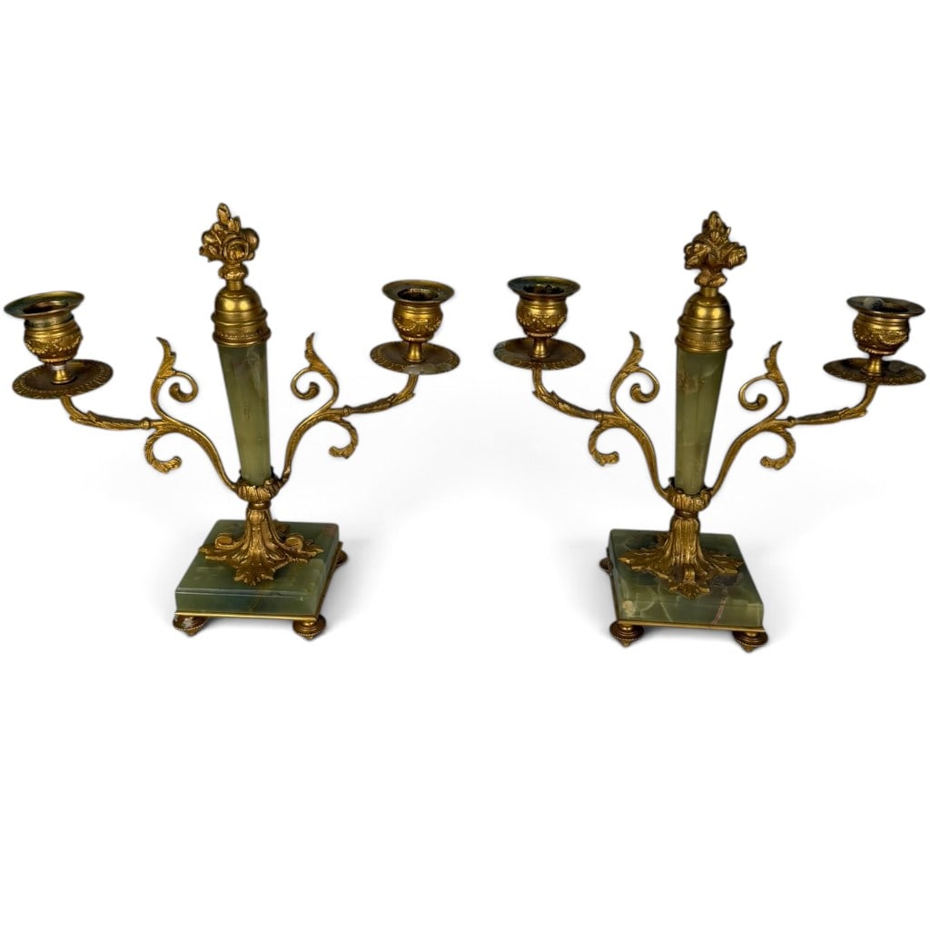 Pair Louis XVI-Style Onyx Candelabra (1 of 5)