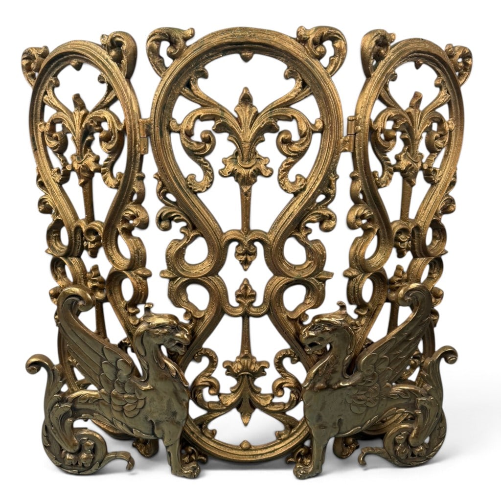 Victorian Gilt-Metal Griffin Fire Screen (1 of 5)