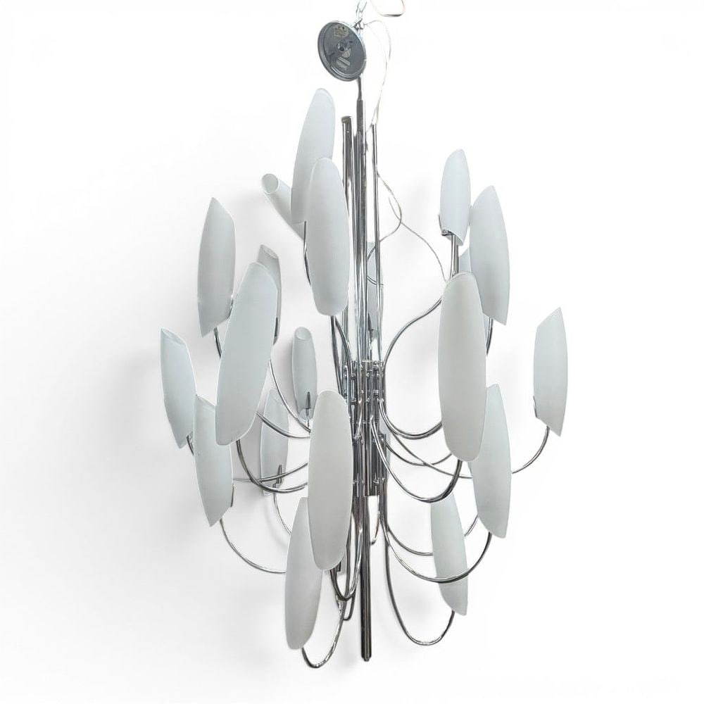Chrome and Frosted Glass Modern Chandelier (1 of 1)