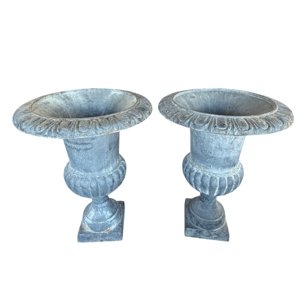 Pair Cast Iron Neoclassical Garden Urns (1 of 3)