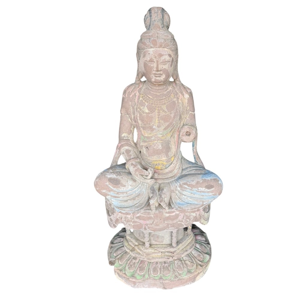 Painted Cast Stone Buddhist Garden Figure (1 of 4)