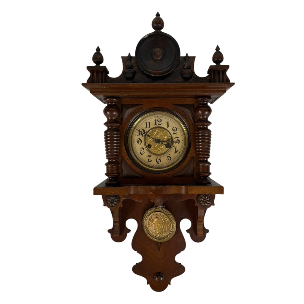 Walnut Vienna Regulator-Style Wall Clock (1 of 4)