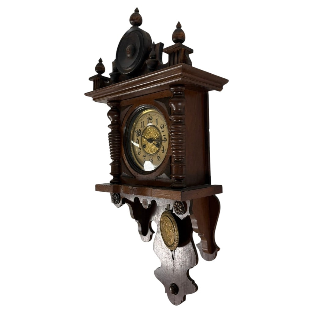 Walnut Vienna Regulator-Style Wall Clock - 2