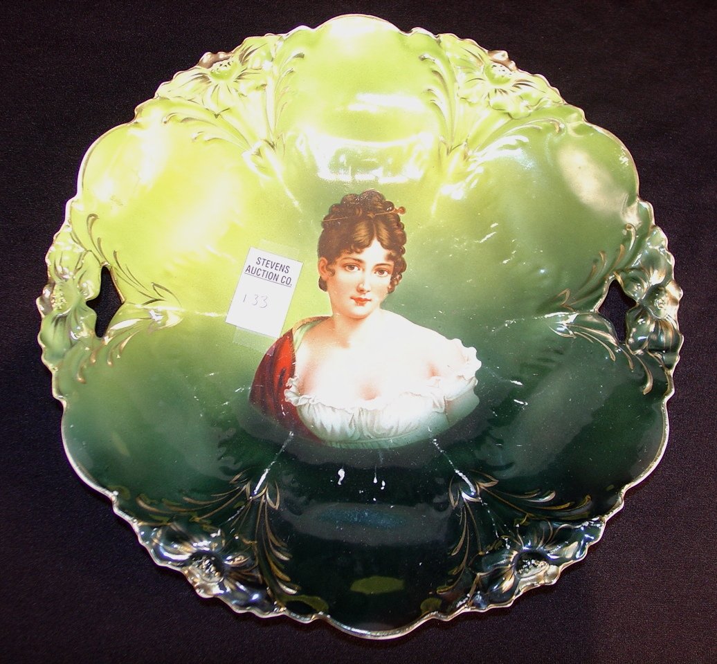 R.S. Prussia cake plate, Madam recamier.: R.S. Prussia cake plate, Madam recamier.