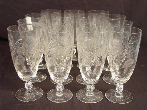 Tiffin Water glasses, etched crystal - 14 count: Tiffin Water glasses, etched crystal - 14 count