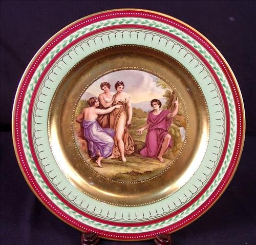 Royal Vienna plate, hand painted, titled VENUS AND: Royal Vienna plate, hand painted, titled VENUS AND ARCHILLES, artist signed by H. Stadler, 10.5 inch diameter