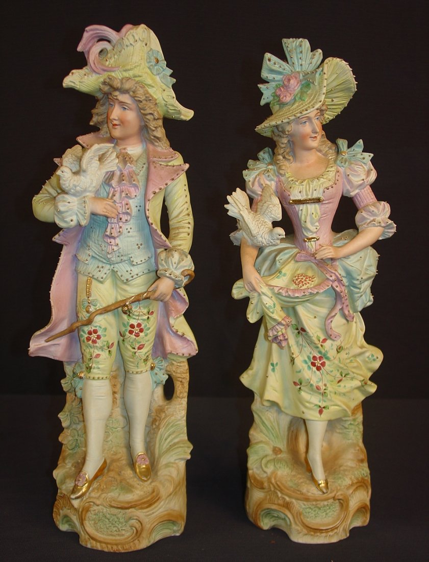 114 Pair of large bisque figurines of 18th century