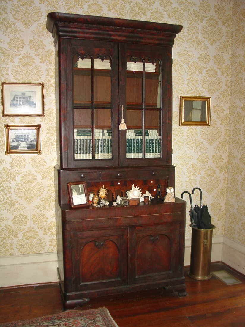 Period mahogany empire secretary: Period mahogany empire secretary original to house, ca. 1840, 94 in.T, 48in. W, 22 in.