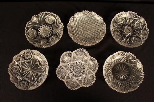 Six cut glass trays: Six cut glass trays