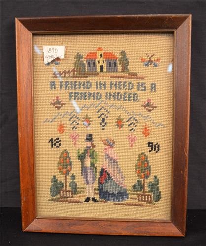 Victorian sampler: Victorian sampler, ca. 1890, 14 x 11.