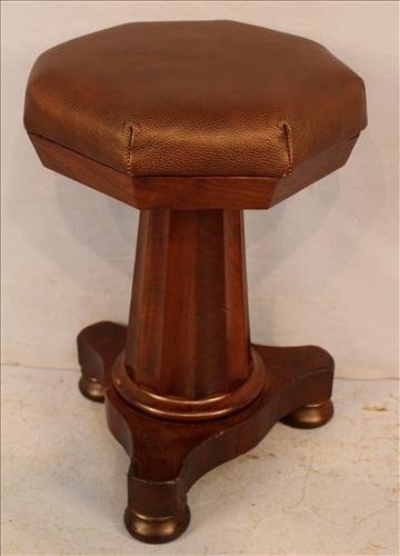 Mahogany empire organ stool: Mahogany empire organ stool, 20 in. T, 14 in. D.