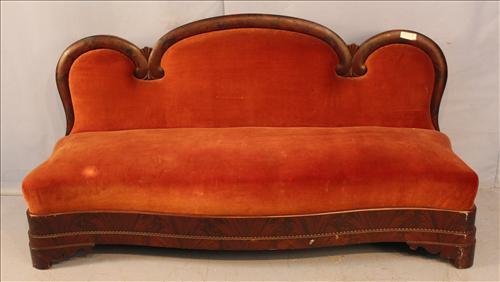 Period empire mahogany bustle bench: Period empire mahogany bustle bench, ca. 1840, 32.5 in. T, 65 in. L, 20 in. D