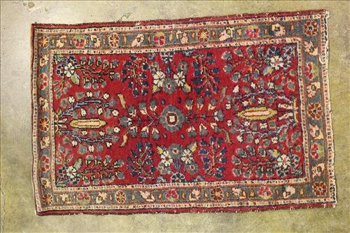 Small antique Persian prayer rug: Small antique Persian prayer rug (true antique), 1'10"x2'11"
