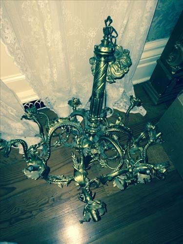 Brass and  bronze rococo 12 light chandelier (1 of 2)