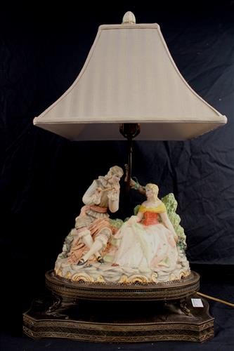 Porcelain figural lamp on bronze metal base (1 of 3)