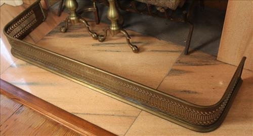 Brass fire fender: Brass fire fender, 43 in. L.