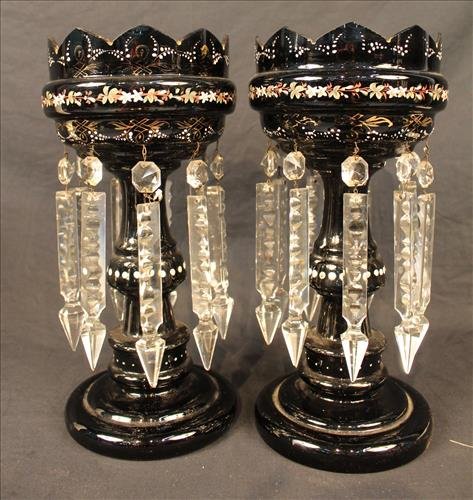 Pair of rare amethyst mantle lusters: Pair of rare amethyst mantle lusters, 14 in. T, 7 in. D.