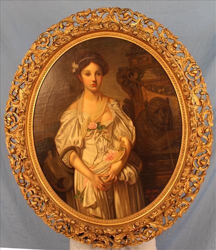 Theodore Dude, oil on canvas in gold frame (1 of 2)