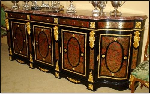Long decorated mahogany sideboard with mirror (1 of 1)