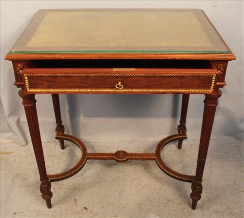 Walnut French one drawer writing desk (1 of 4)