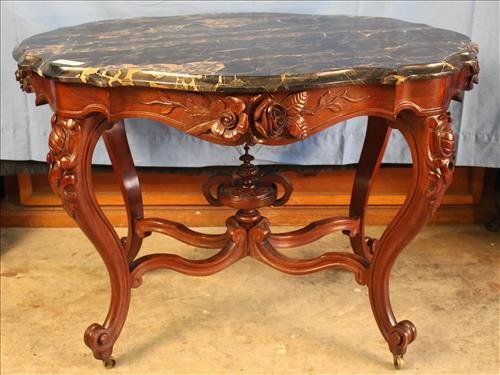 Ornate walnut Victorian turtle top table (1 of 4)