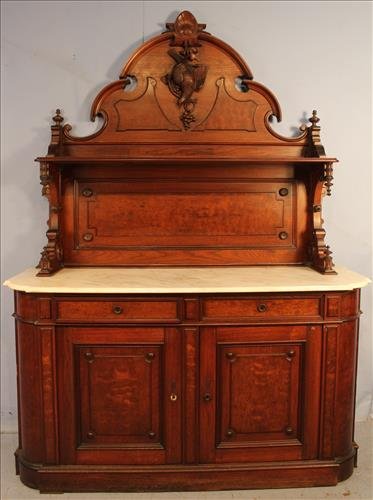 Walnut Victorian marble top sideboard (1 of 4)