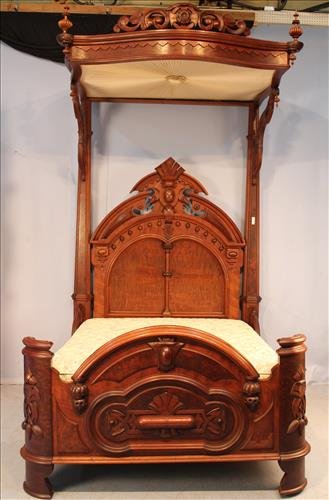 Walnut half tester bed by Mitchell & Rammelsberg (1 of 7)