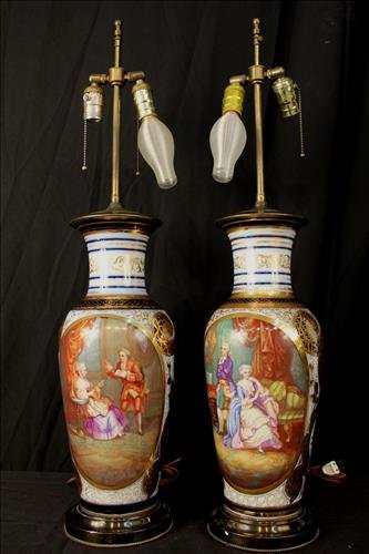 Pair lamps made from Old Paris Vases (1 of 3)