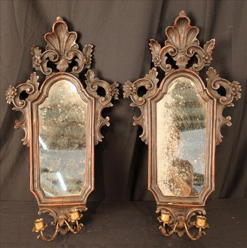 Pair of carved walnut sconce mirrors (1 of 4)