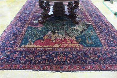 Rare Antique scenic Persian room size rug with figures (1 of 4)