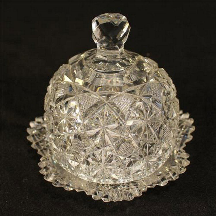 Brilliant cut glass cheese dome, 6 in. T, 7 in. D. (1 of 3)