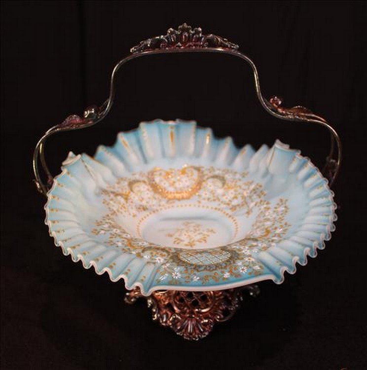 Victorian silver-plate brides basket, 12 in. T, 12 in. (1 of 2)