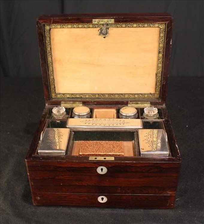 Victorian rosewood dresser box, 7 in. T, 12 in. W (1 of 2)
