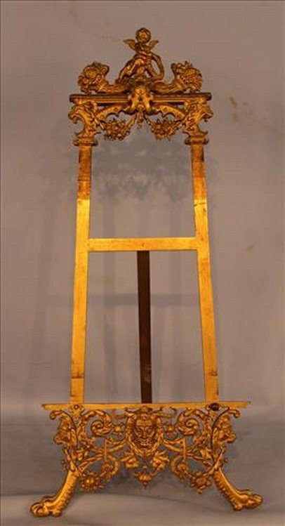 Bronze Victorian easel with cupid on crown (1 of 3)