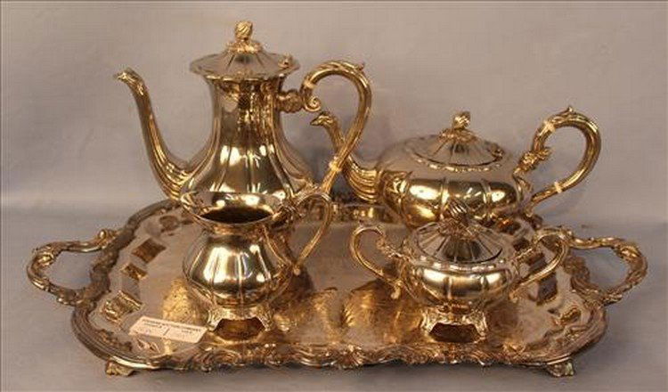Five piece 19th Century silver plate service set (1 of 2)