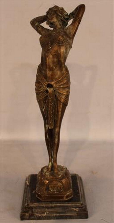 Bronze statue of dancing lady on marble base (1 of 3)