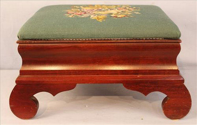 Mahogany Empire needlepoint ottoman (1 of 3)