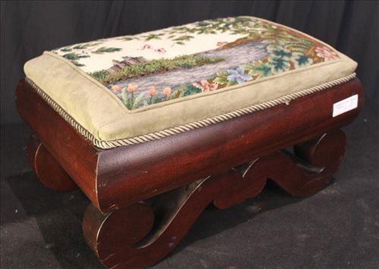 Mahogany Empire needlepoint foot stool (1 of 3)
