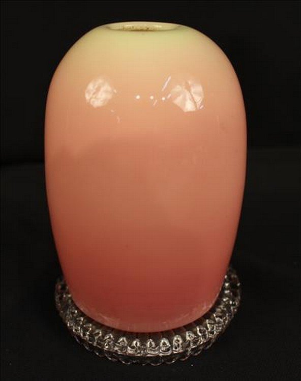 Victorian peachblow fairy lamp signed Clark, 6 in. T. (1 of 2)