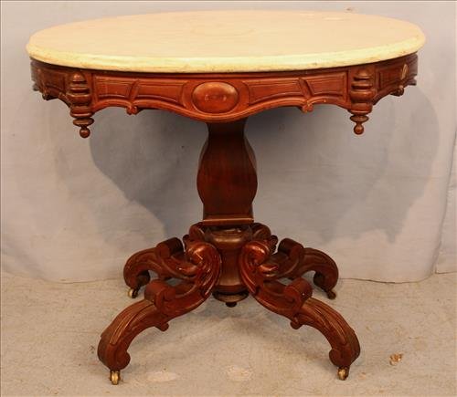 Walnut Victorian oval lamp table (1 of 2)