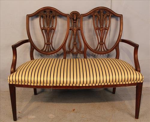 Duncan Phyfe two seater bench: Duncan Phyfe two seater bench, 37 in. T, 42 in. W, 19 in. D.