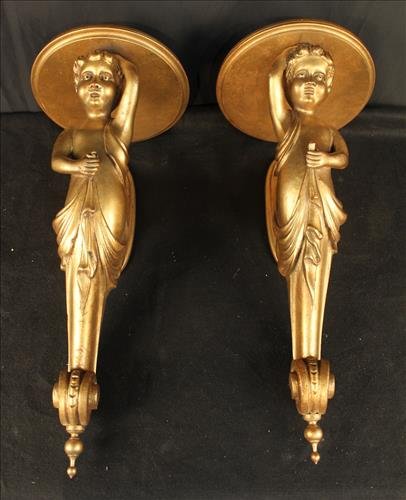 Very large gilt wood figural wall brackets (1 of 4)