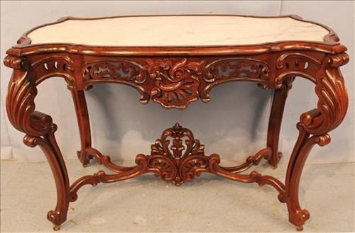 Solid rosewood antique rococo center table (1 of 5)