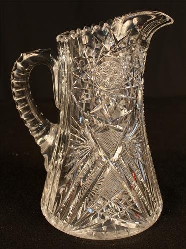 Cut glass water pitcher, 10 in. T, 8 in. W. (1 of 2)