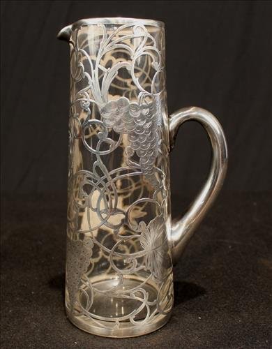 Antique silver overlay pitcher with polished pontil (1 of 2)