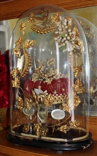 Victorian glass dome with wedding memorabilia (1 of 1)