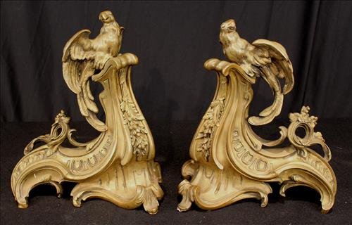 Pair outstanding heavy set of bronze chenets (1 of 3)