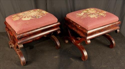 Pair of mahogany Empire footstools (1 of 2)