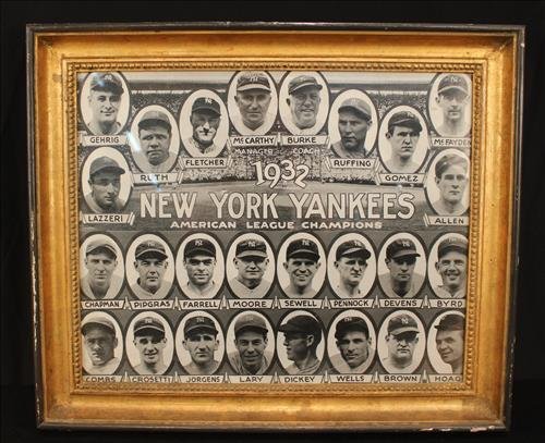 1932 print framed by Yankees, 22 in. T, 25 in. W. (1 of 2)