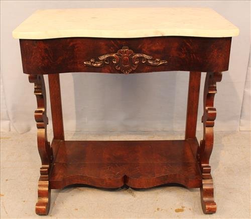 Mahogany Empire marble top console table (1 of 3)